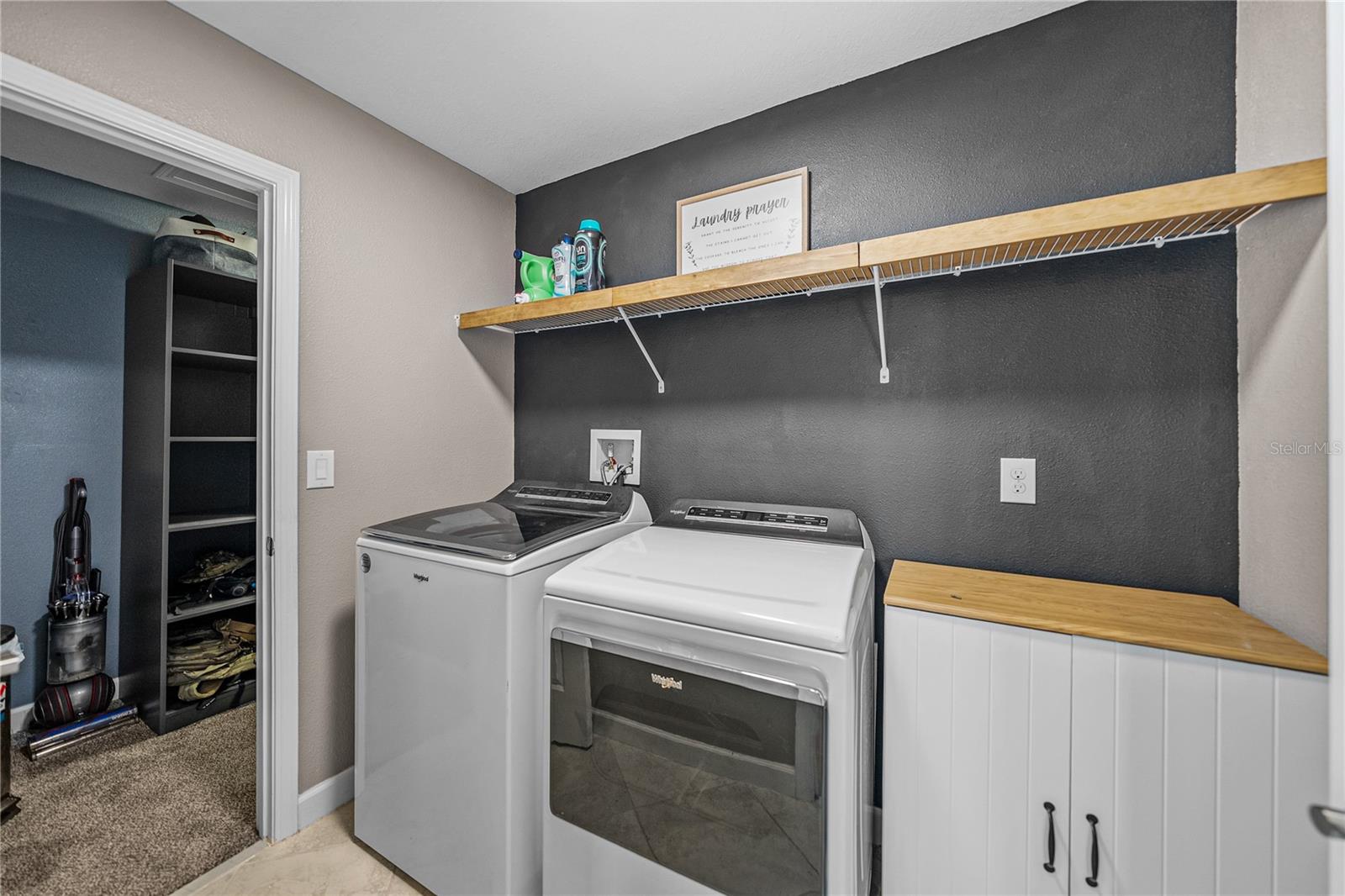 Laundry room is upstairs between the loft and the primary closet