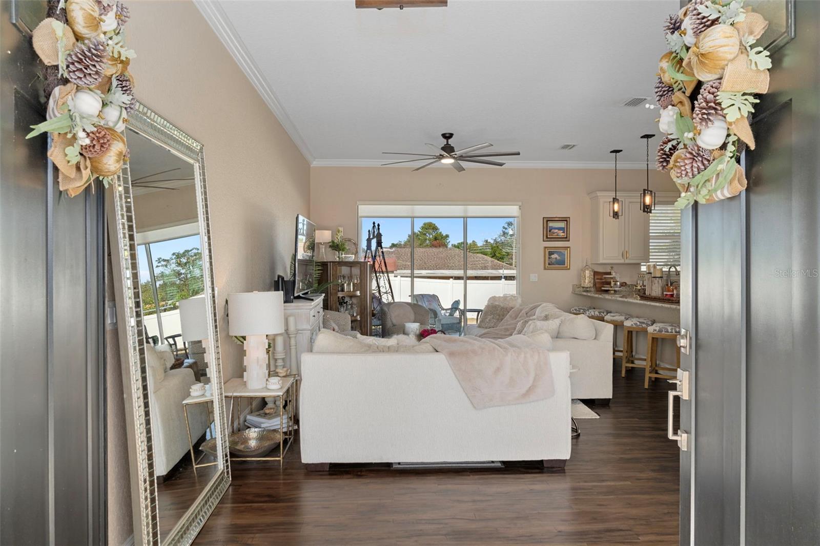 Double-door entry to living area