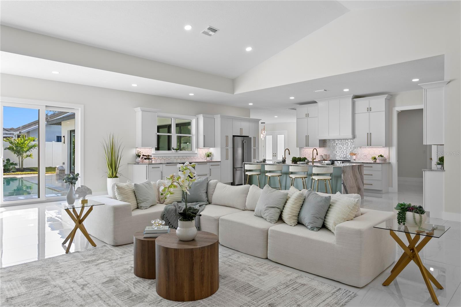 Sliders to the Pool Area