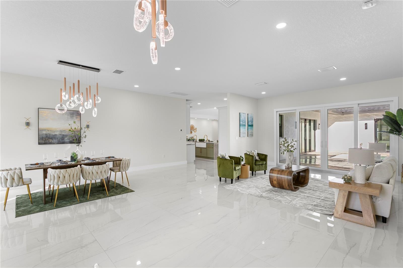 Enter to a Stylish Living and Dining Area