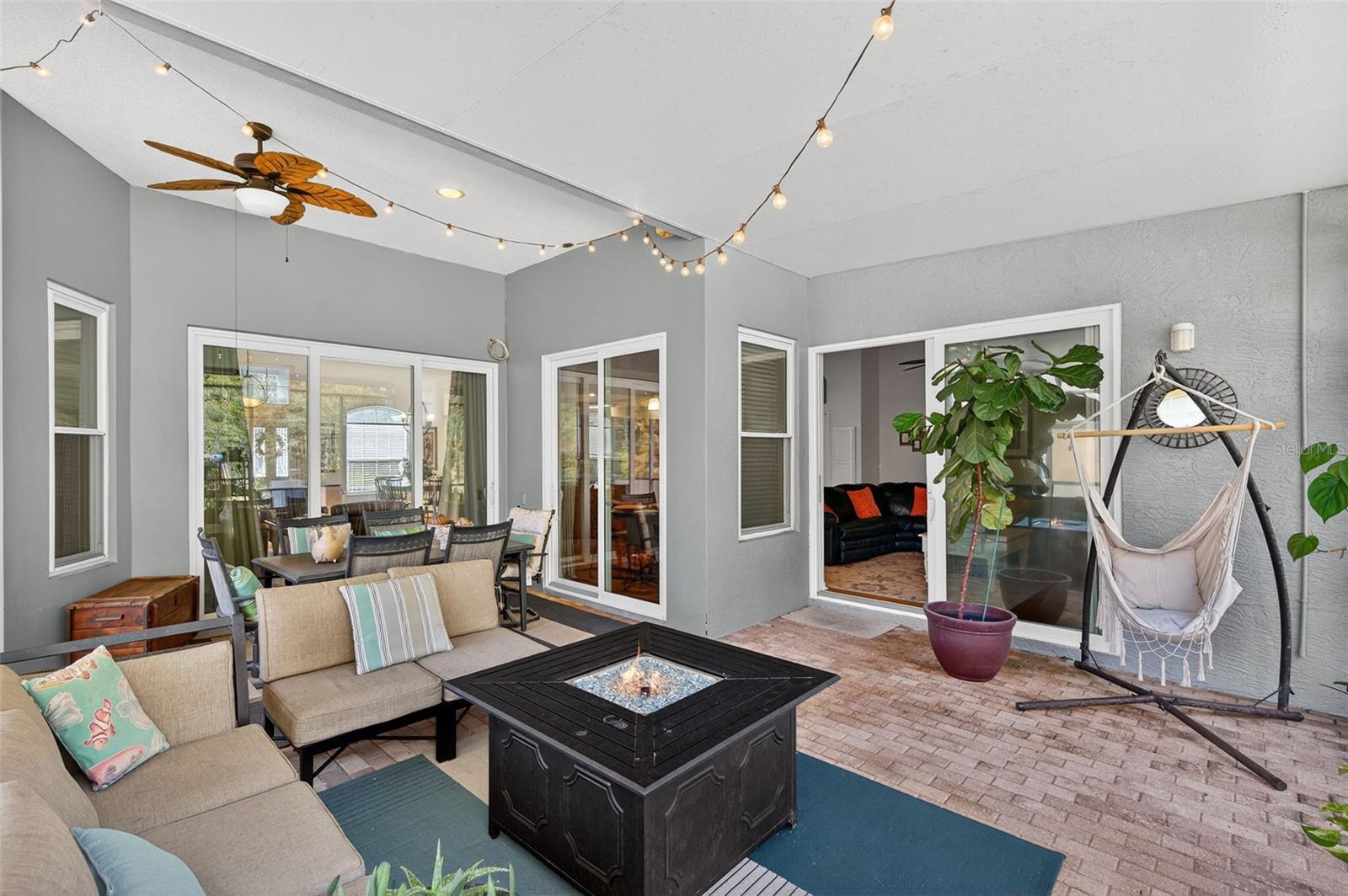 Patio has sliding doors leading to the family room and front room