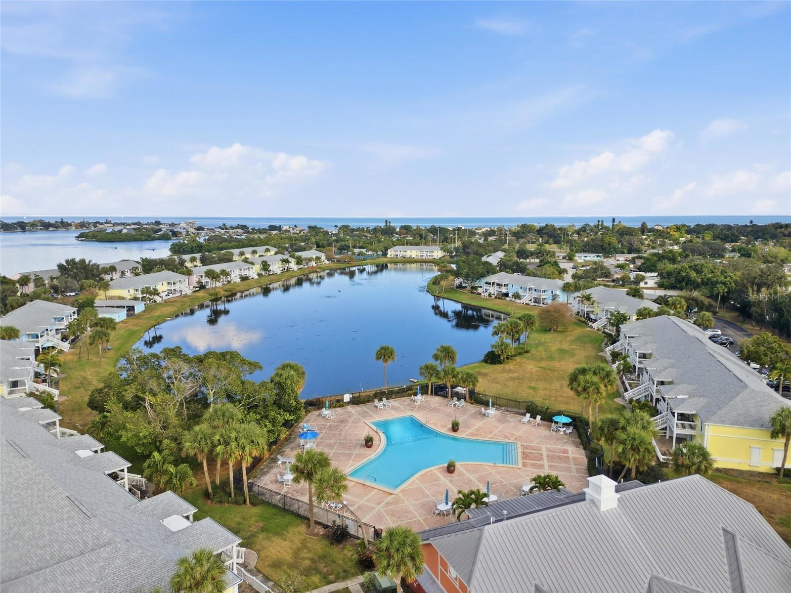 Aerial View of Waterside North pool facing Northeast.
