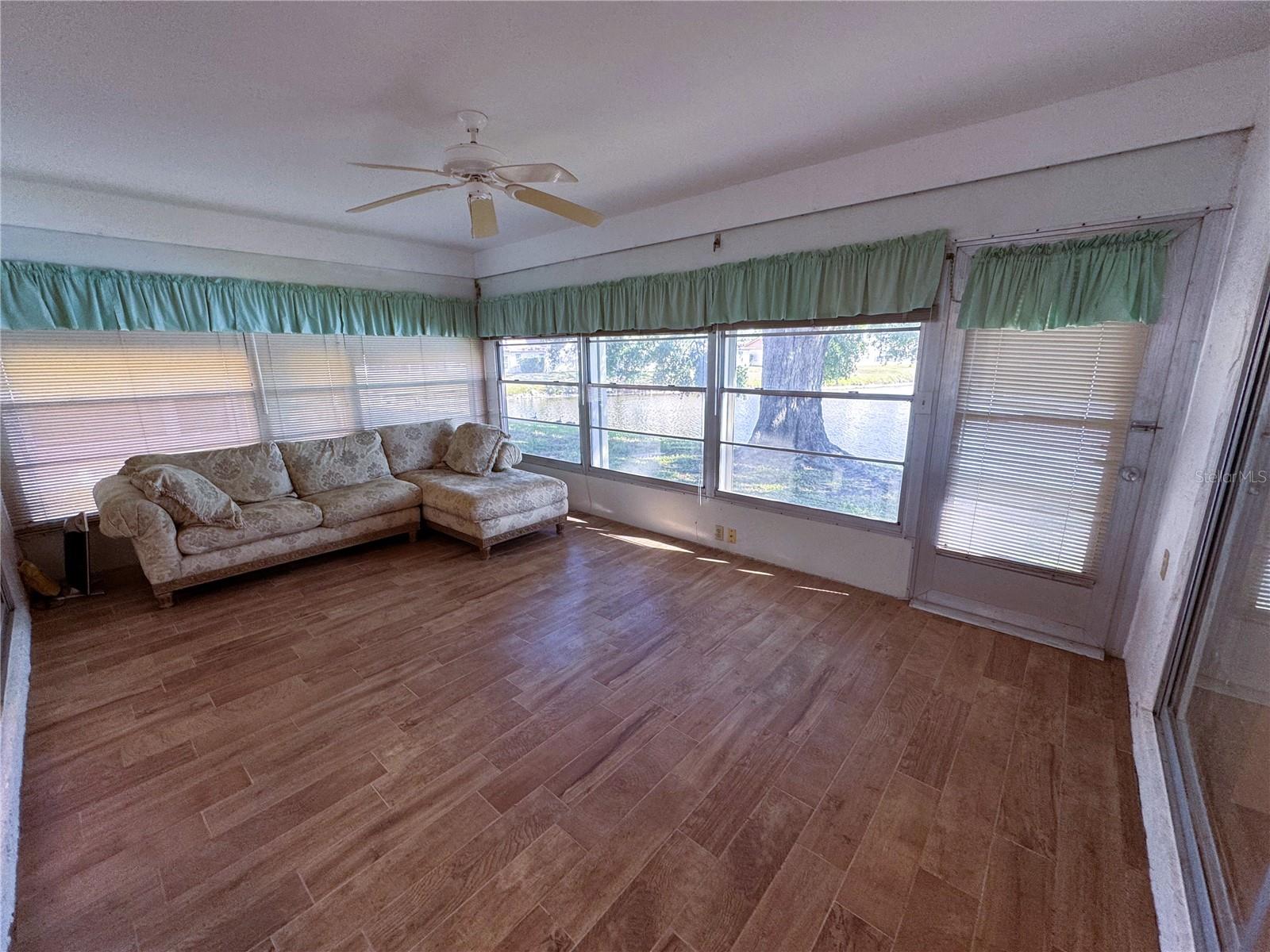 Florida room with pond views