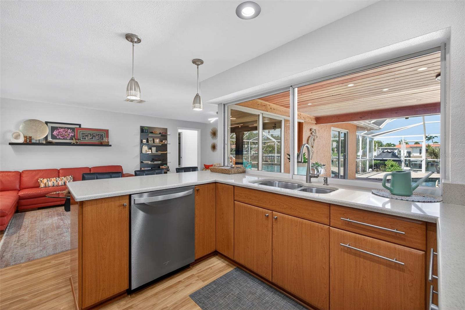 Opens to the outdoor patio and family room great for entertaining