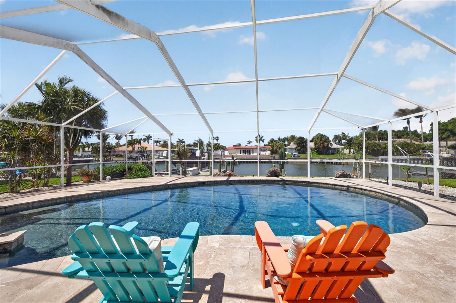 Incredible views of the pool and wide canal