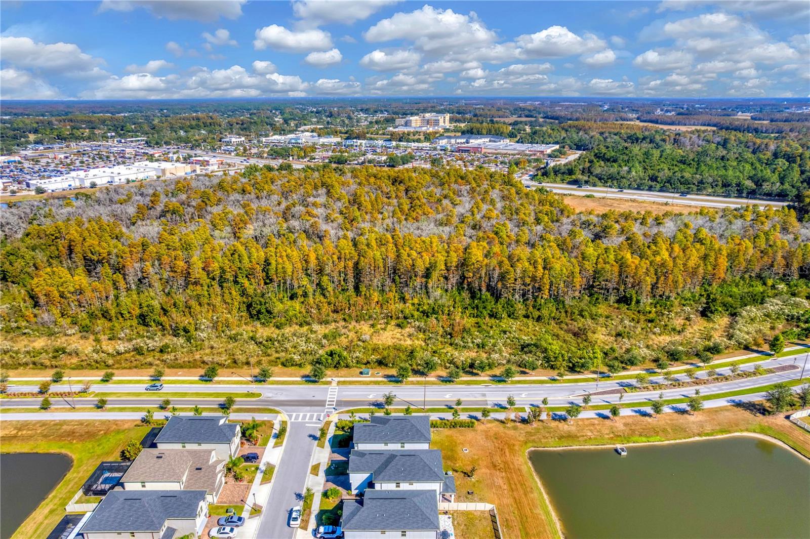 Shopping, schools, hospital on the other side of the conservation.