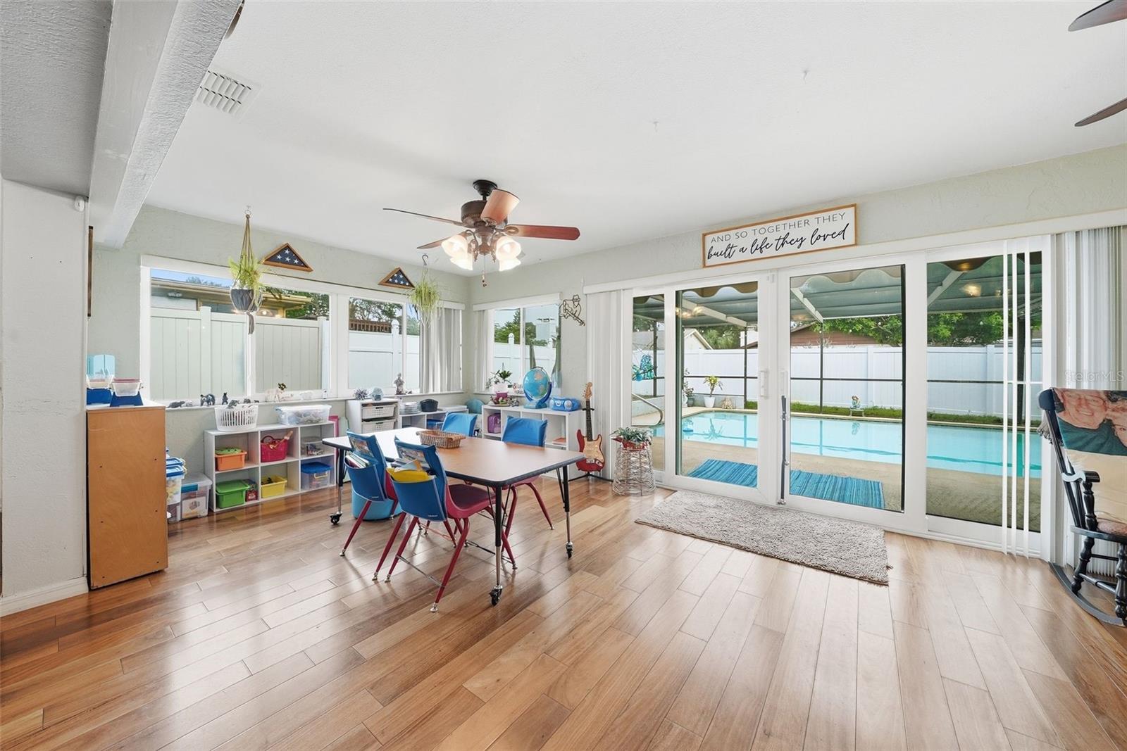 This space is currently used as the home 'schooling' area