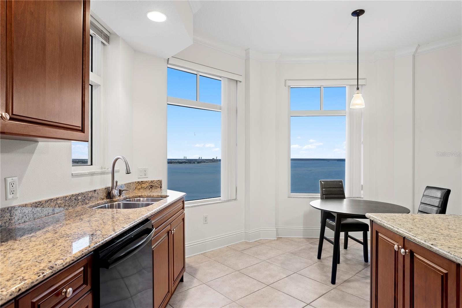 The kitchen offers space for a cozy everyday table, ideal for enjoying your morning coffee.