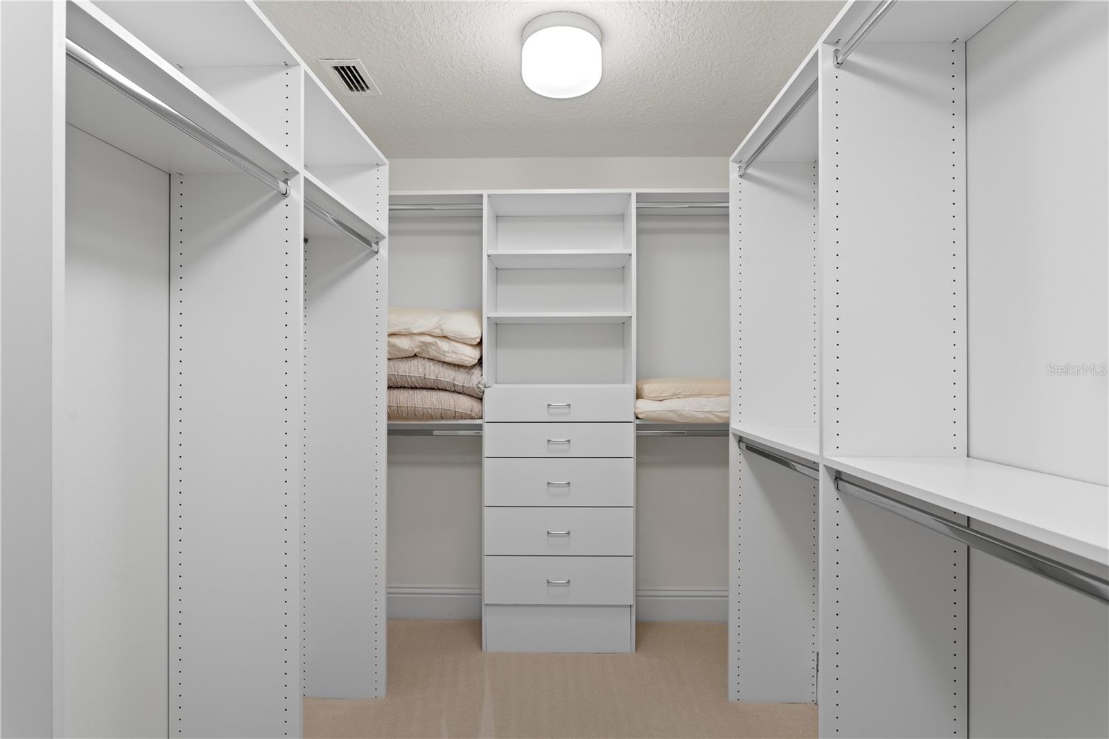 The walk-in primary closet