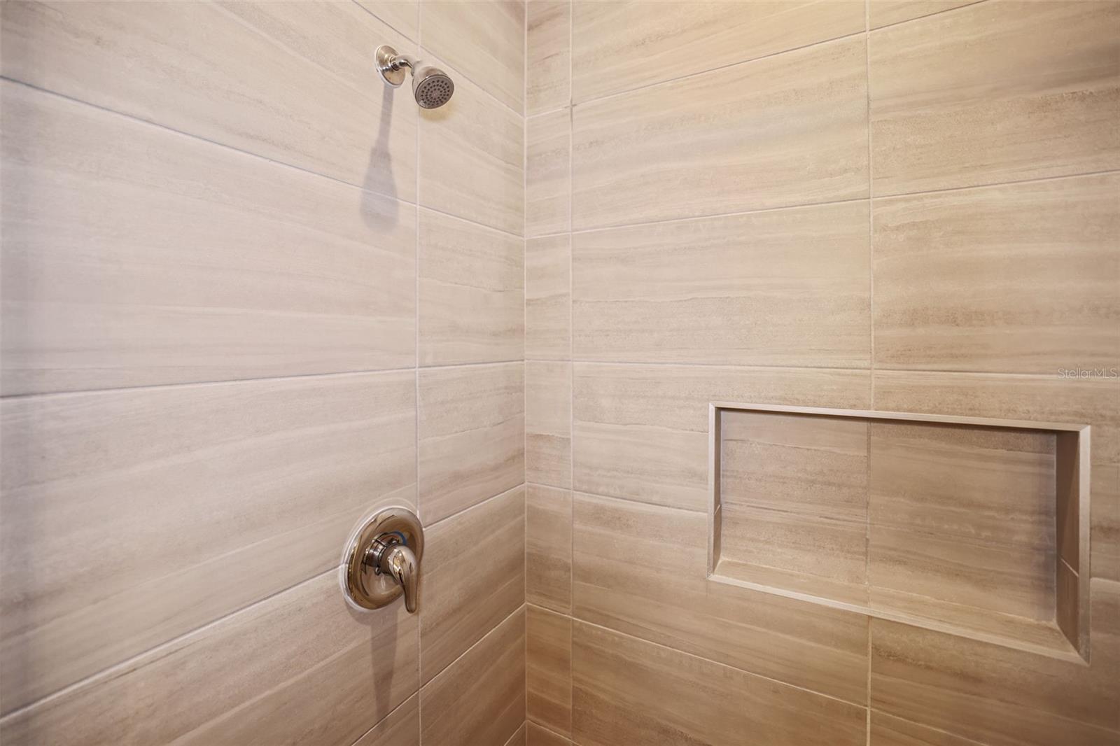 Fully tiled primary shower