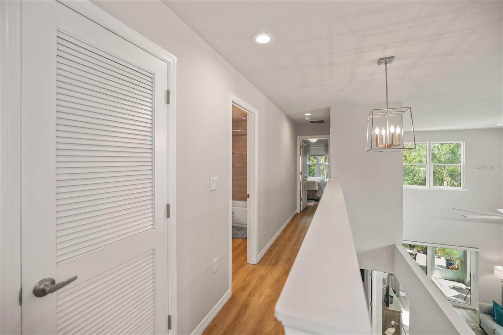 Upstairs hallway to large back bedroom