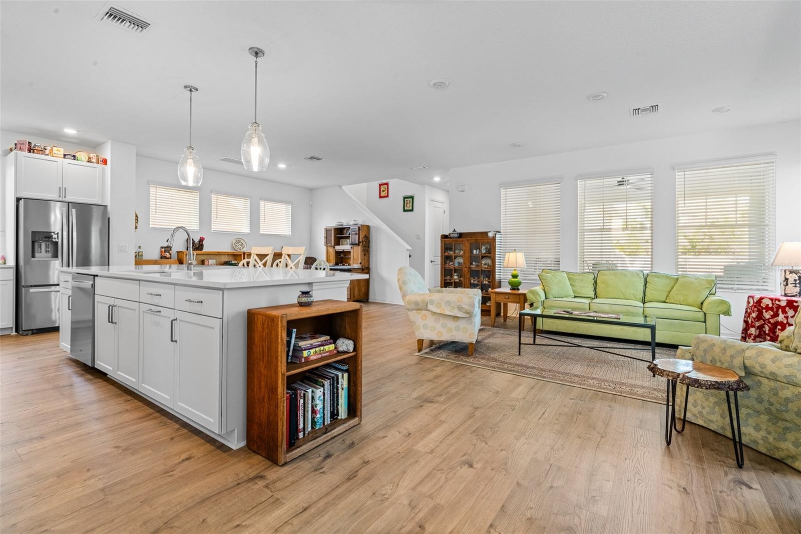 Downstairs features a wide open floorpan!