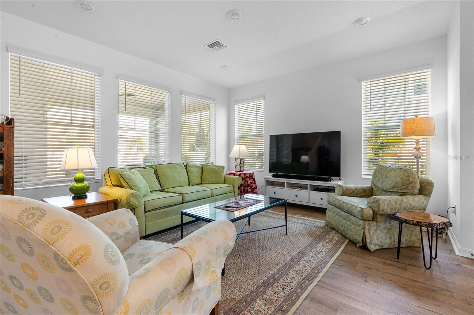 Living room with tons of natural light.