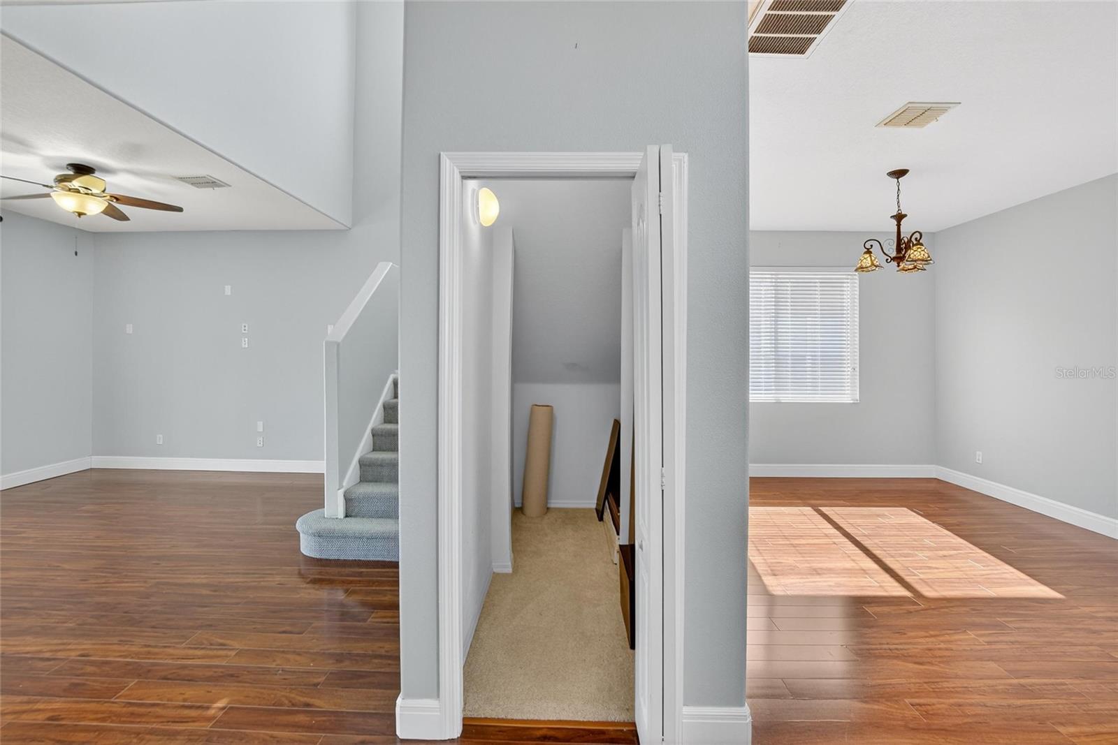 Storage area under the stairs