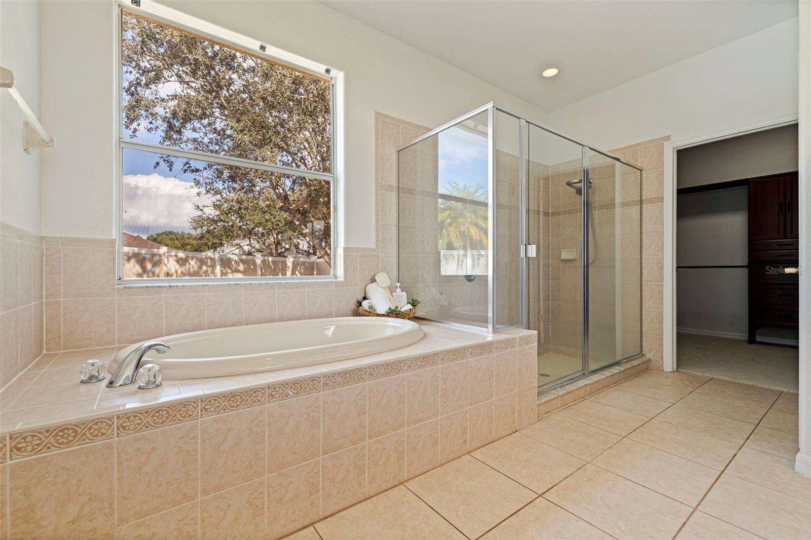 Primary Suite Sunken Tub and Walk in Shower