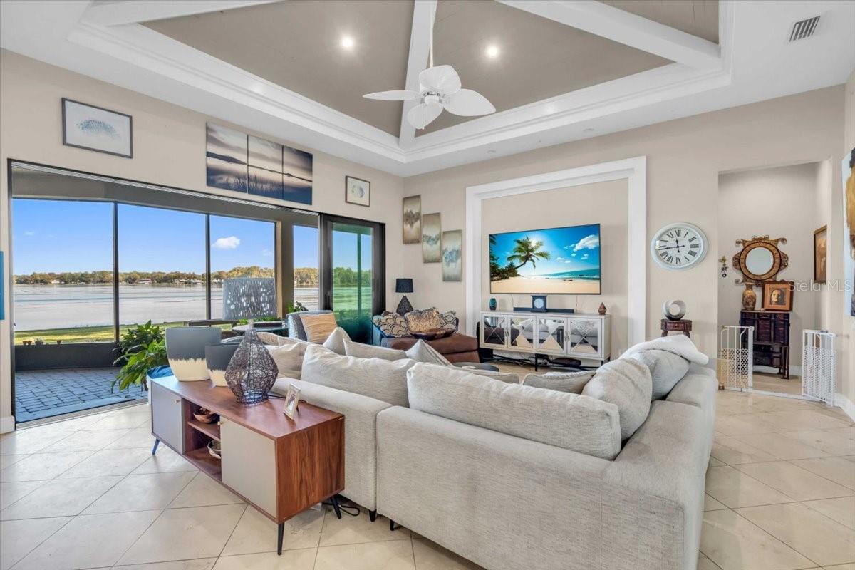 Living area with view of Lake Keystone