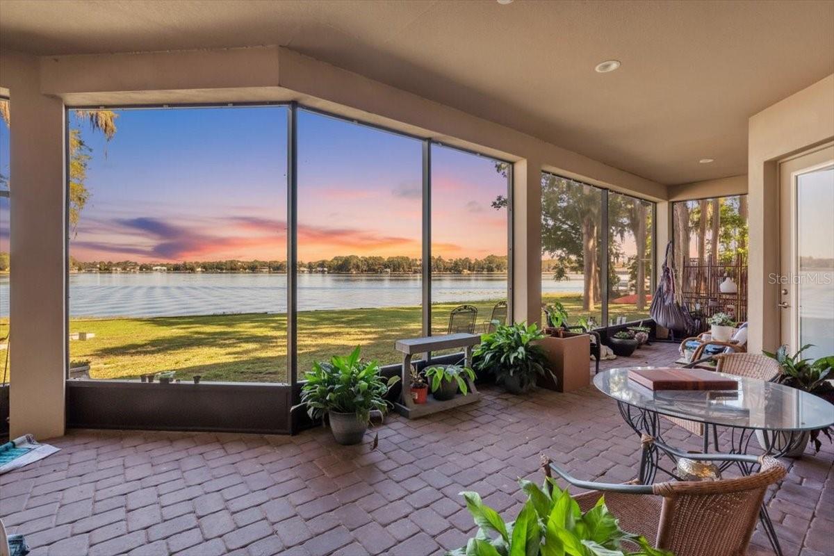 Twilight view of the lake from lanai