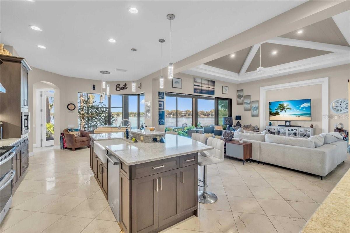 View of kitchen and living area