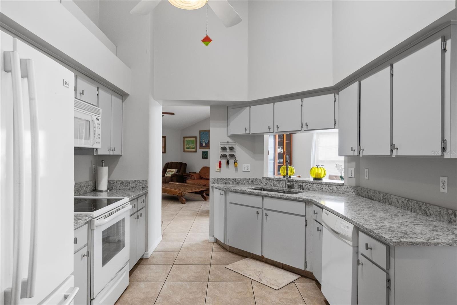 View looking into the family room from the kitche.