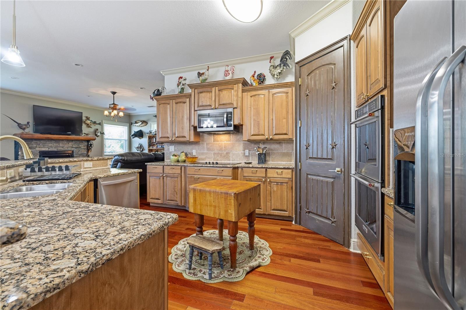 Solid wood cabinets and granite countertops.