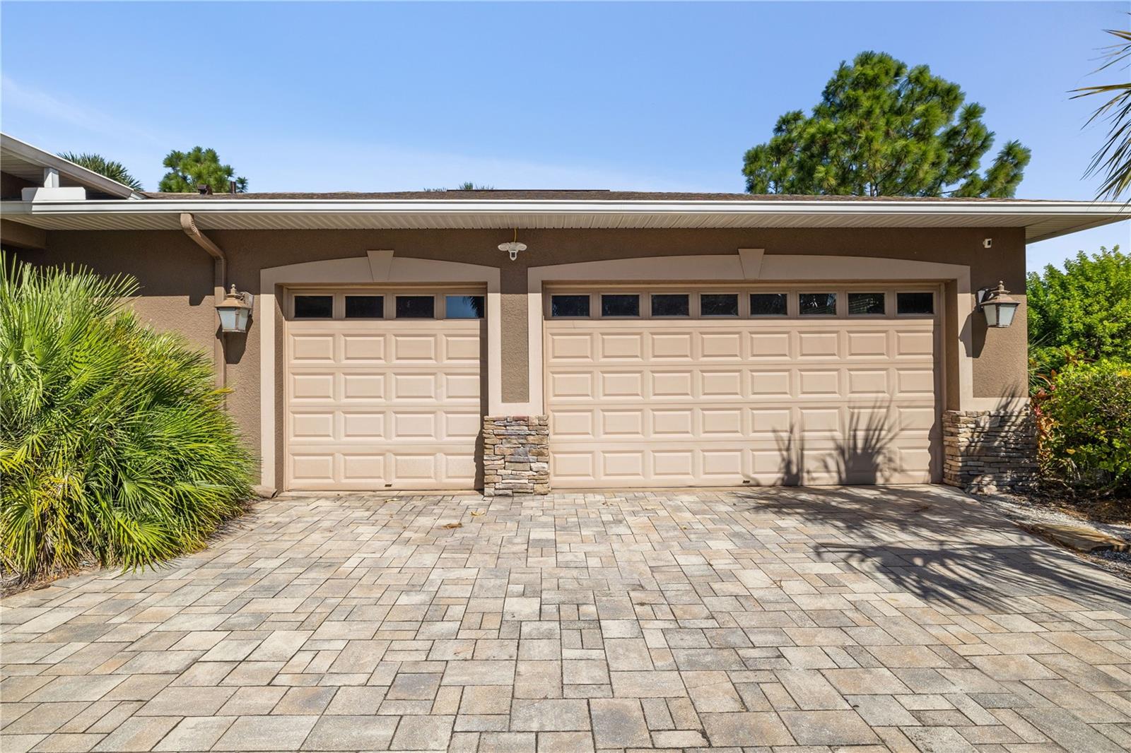 Stone Pavers in front of garage and garage door openers