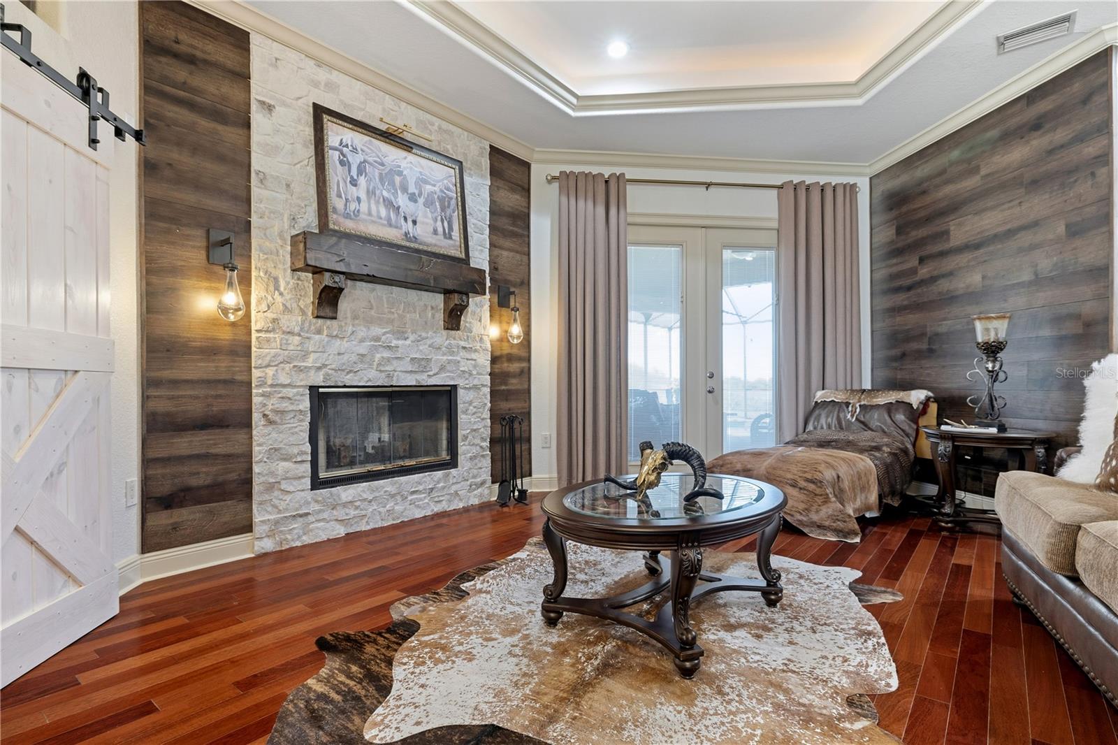 Formal Living Room with electric fireplace.