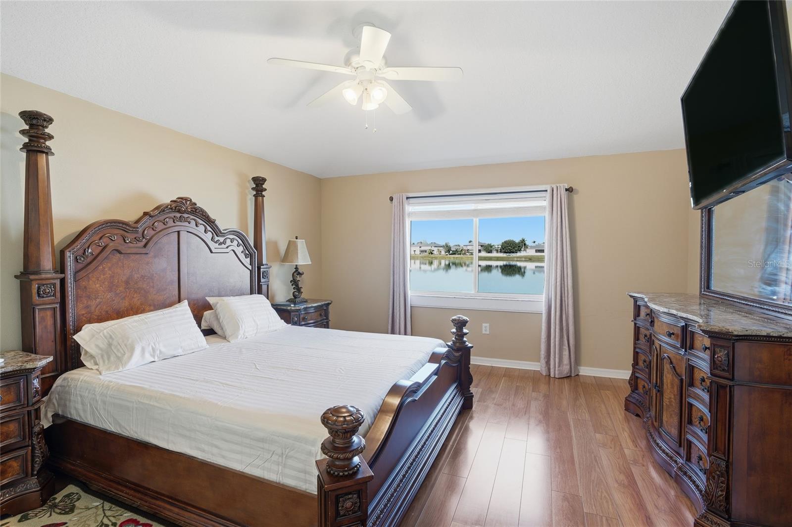 primary bedroom with extraordinary lake views