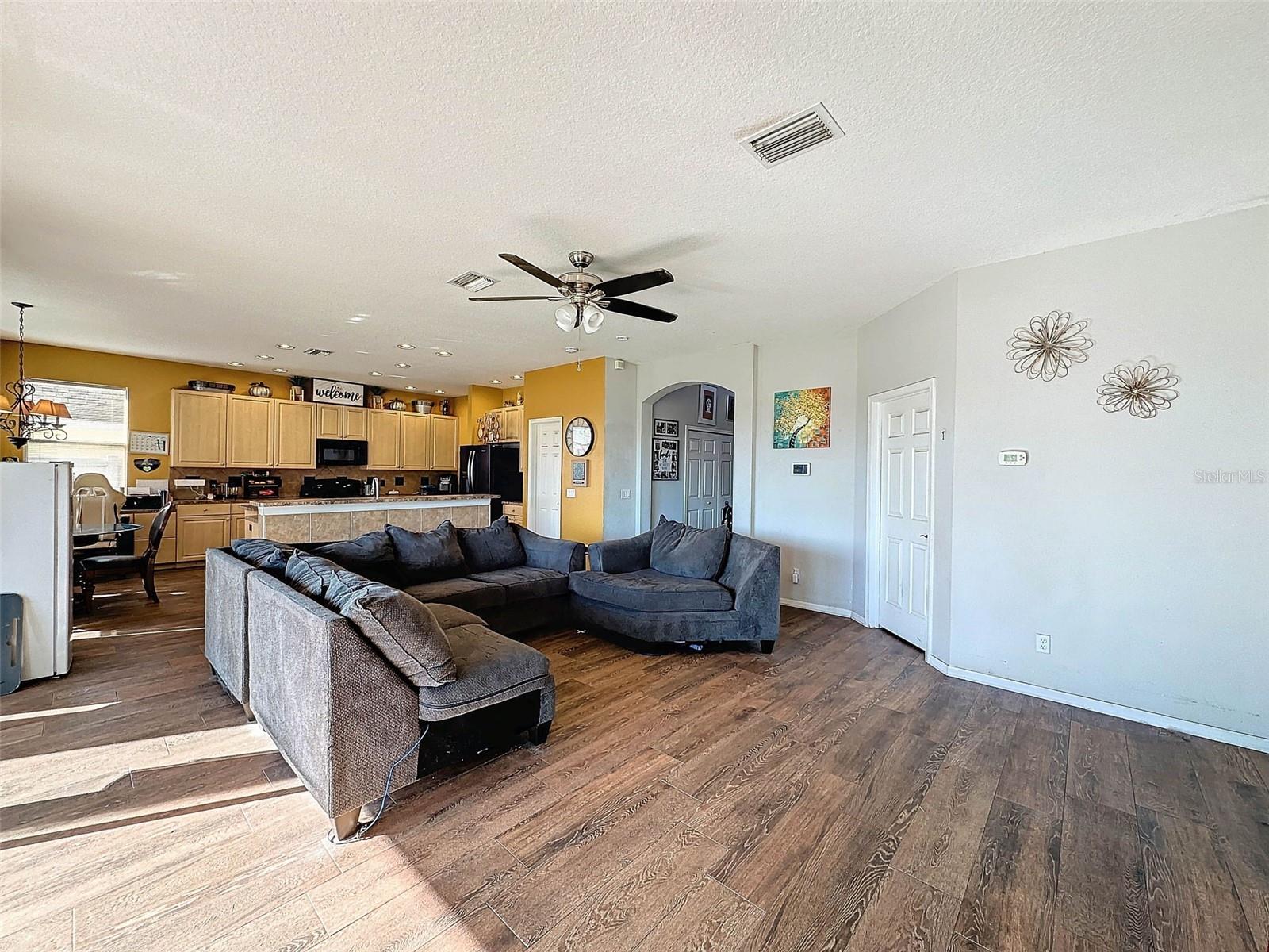 View into expansive kitchen