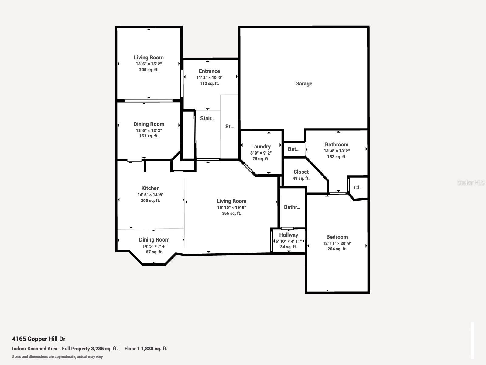 Main floor, floorplan with measurements
