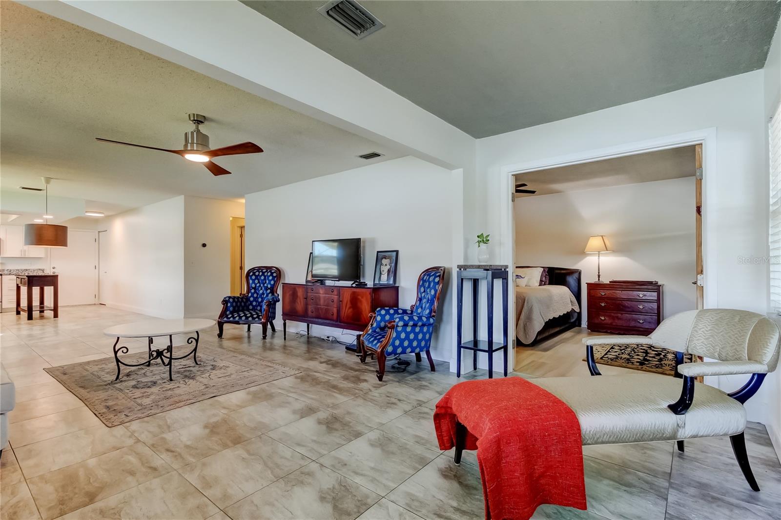 Two door divided the Master  bedroom with part of the living room.