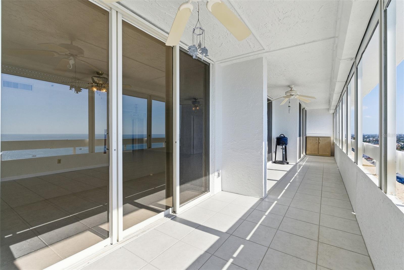 Oversized tiled balcony runs the length of the condo providing generous space for outdoor living and entertaining.