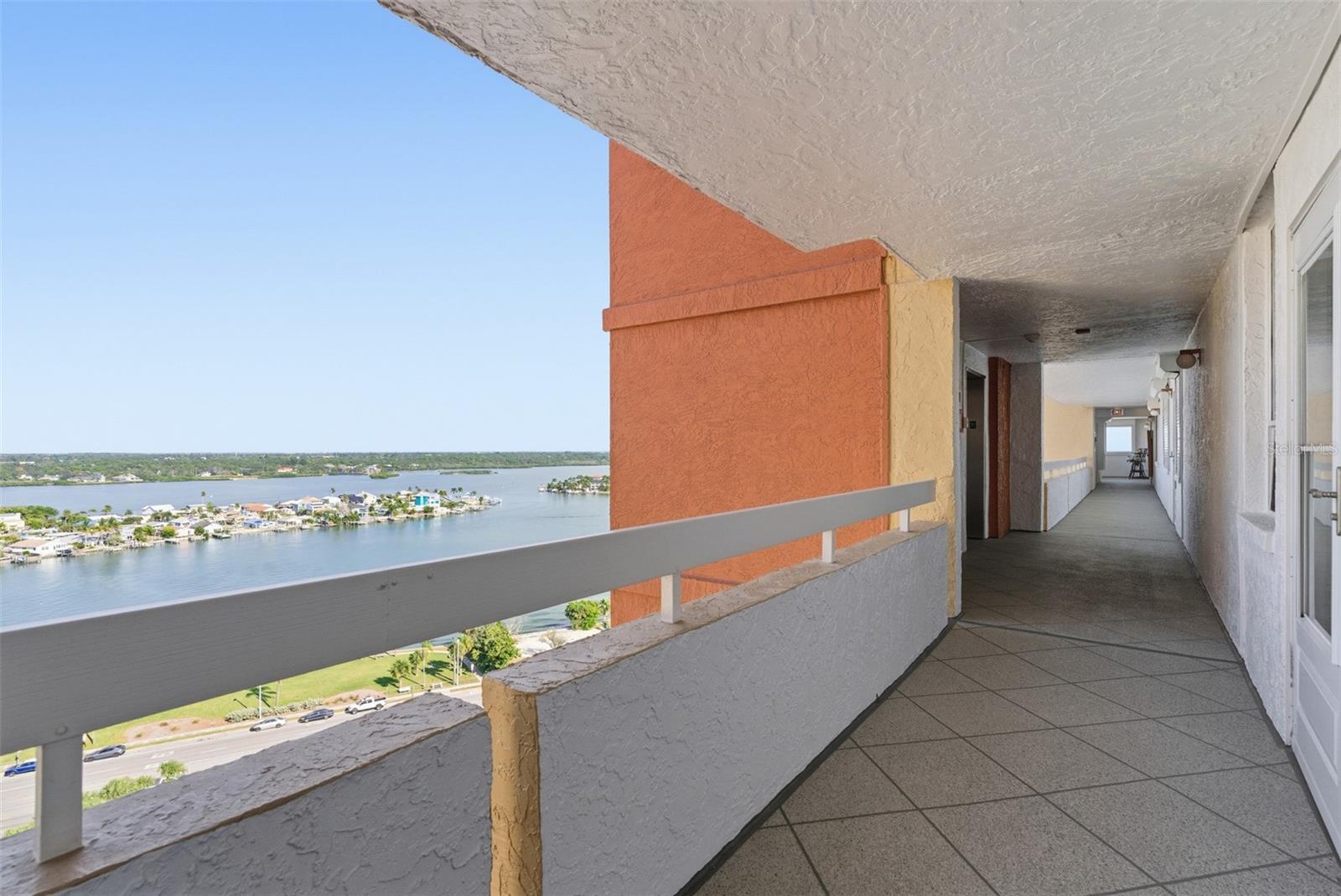 Even the walk to your front door comes with a view—16th-floor breezeway overlooking the Intracoastal.