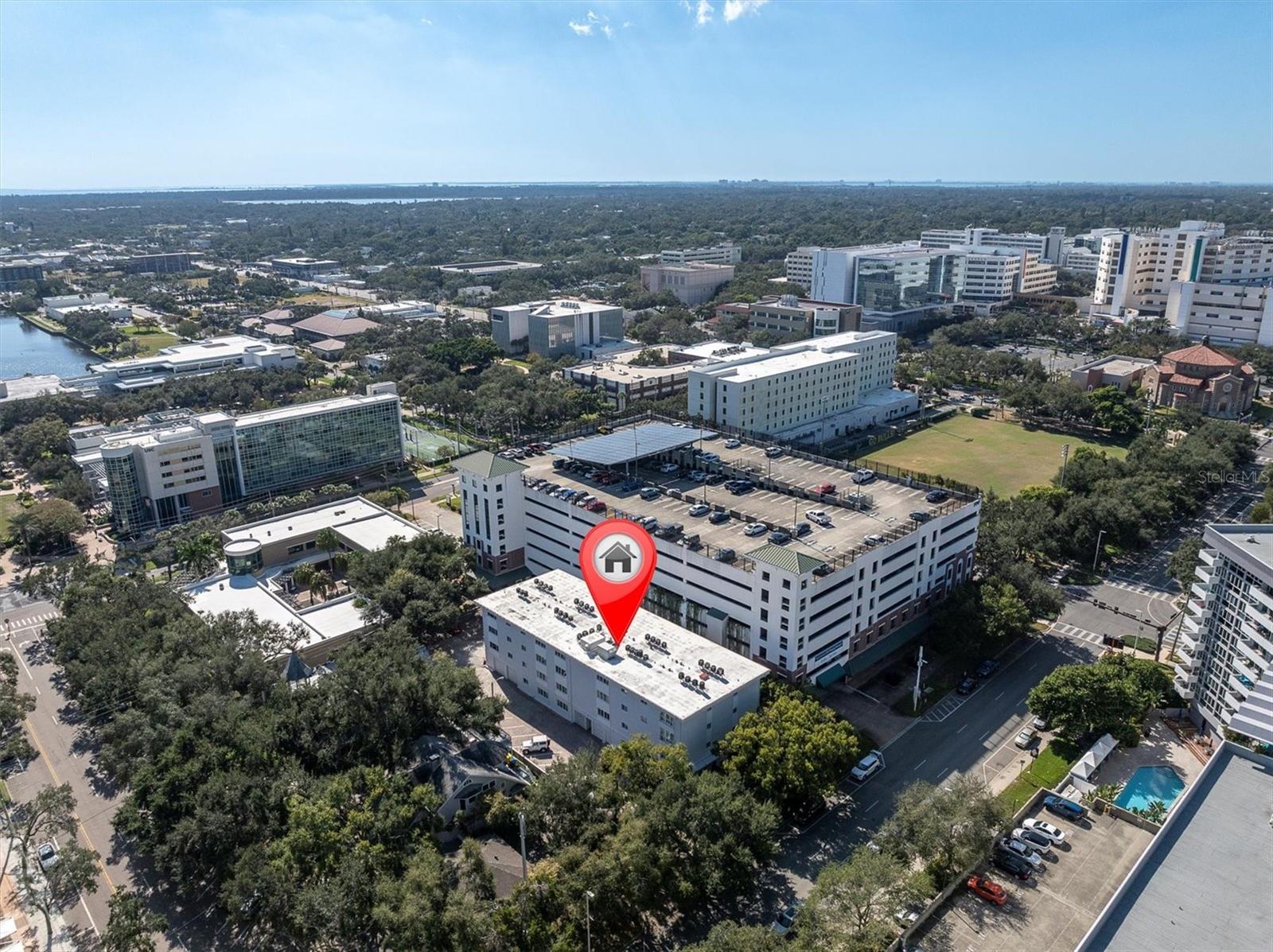 The Bayfront Hospital complex can be seen in the upper right corner of this photo.