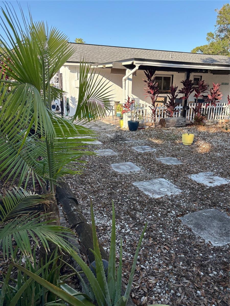 walkway to the outbuilding