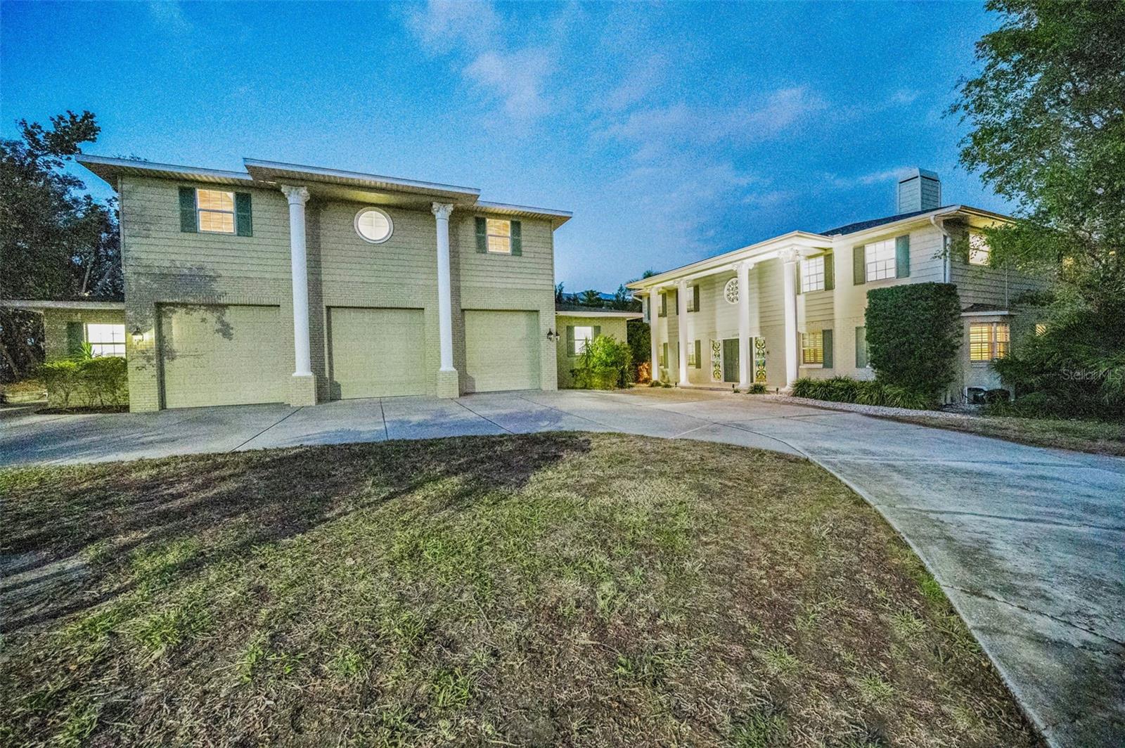Garage and home front.