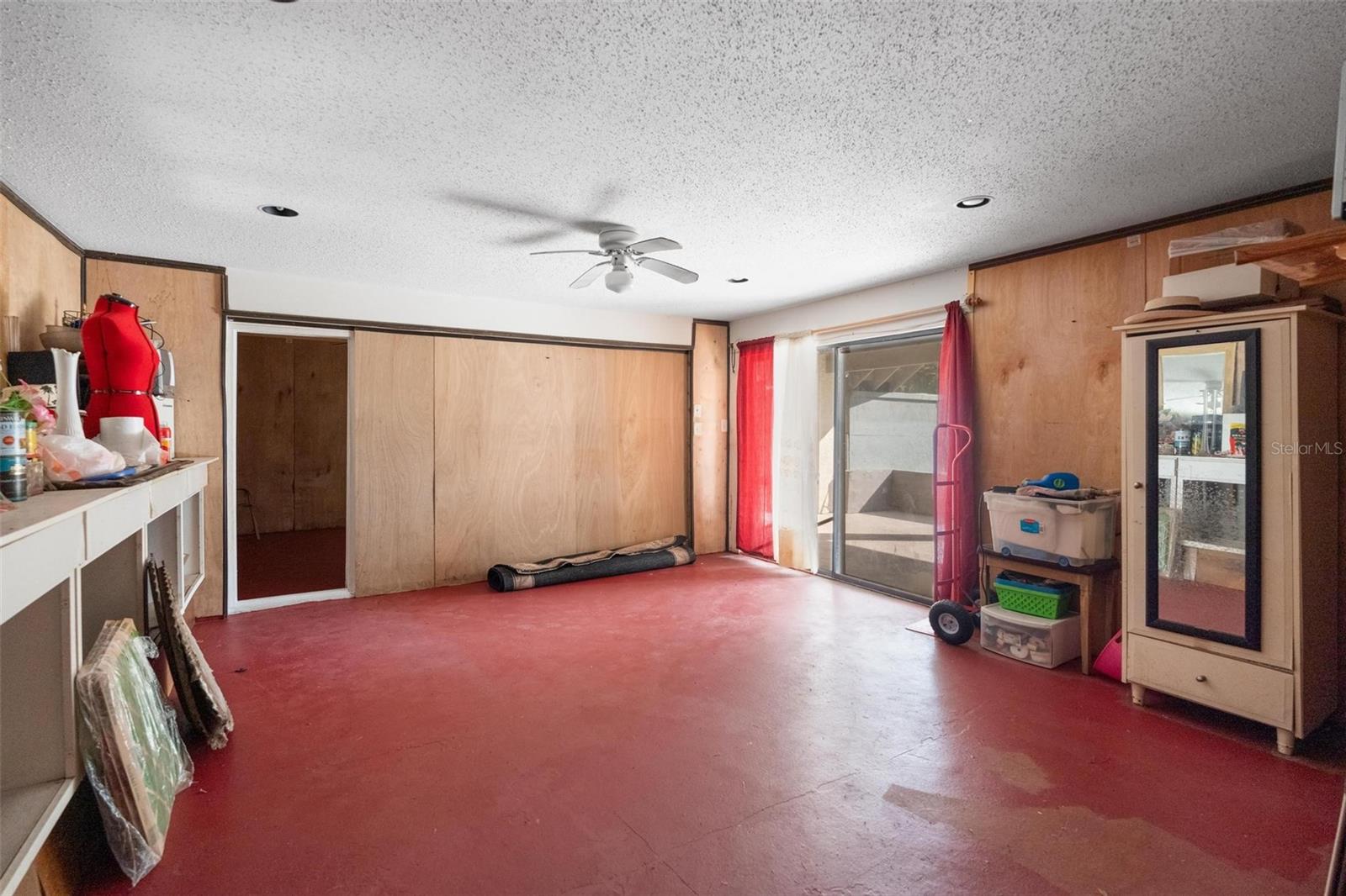 Basement with walk out sliding glass doors