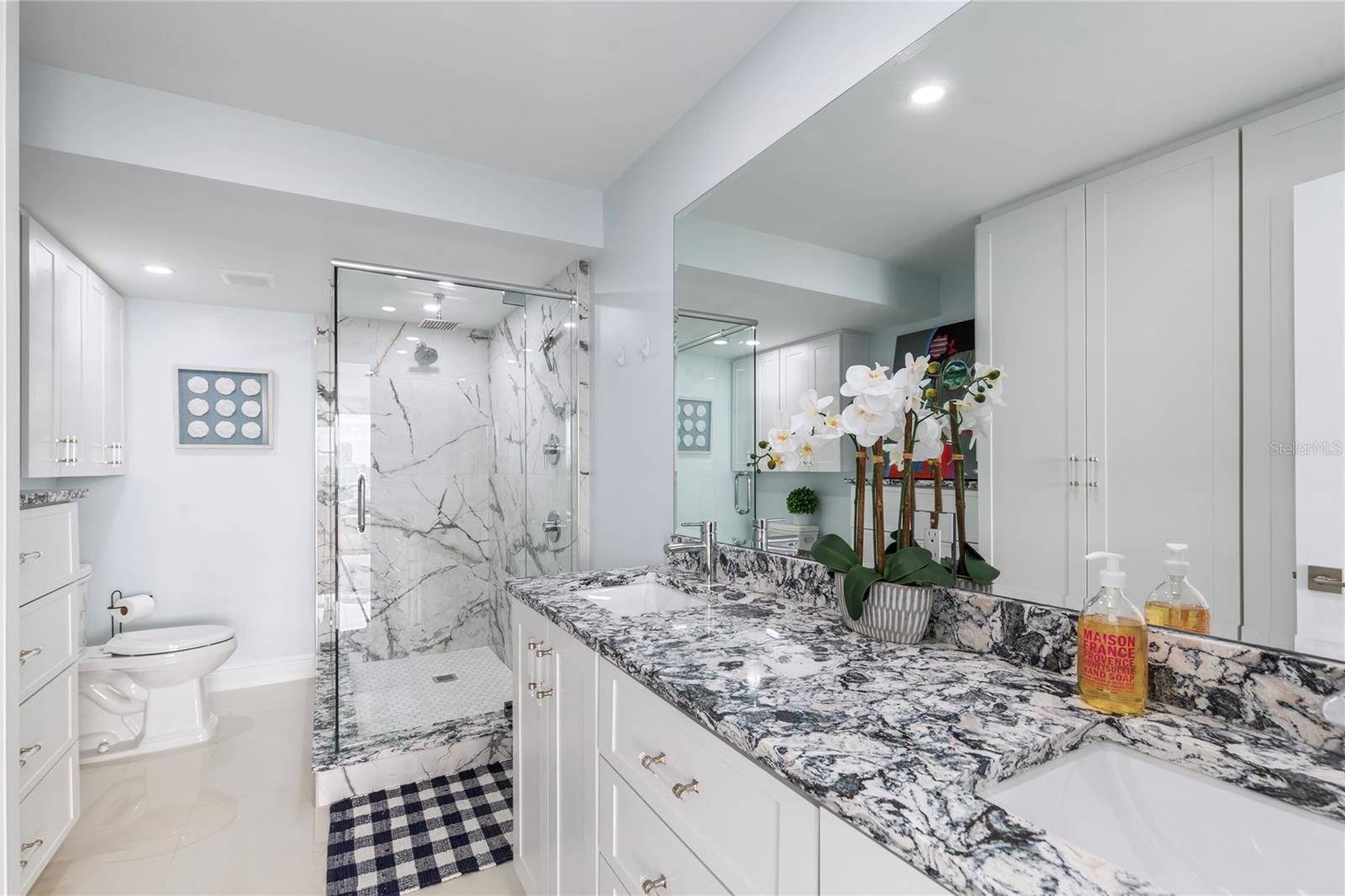 Primary Bath dual shower heads and sinks..