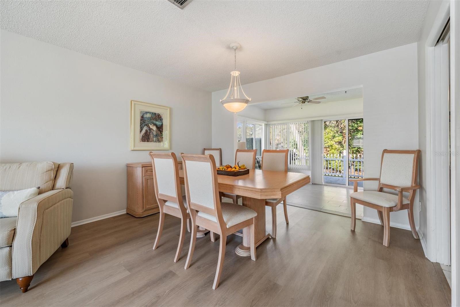 Dining area opens to patio