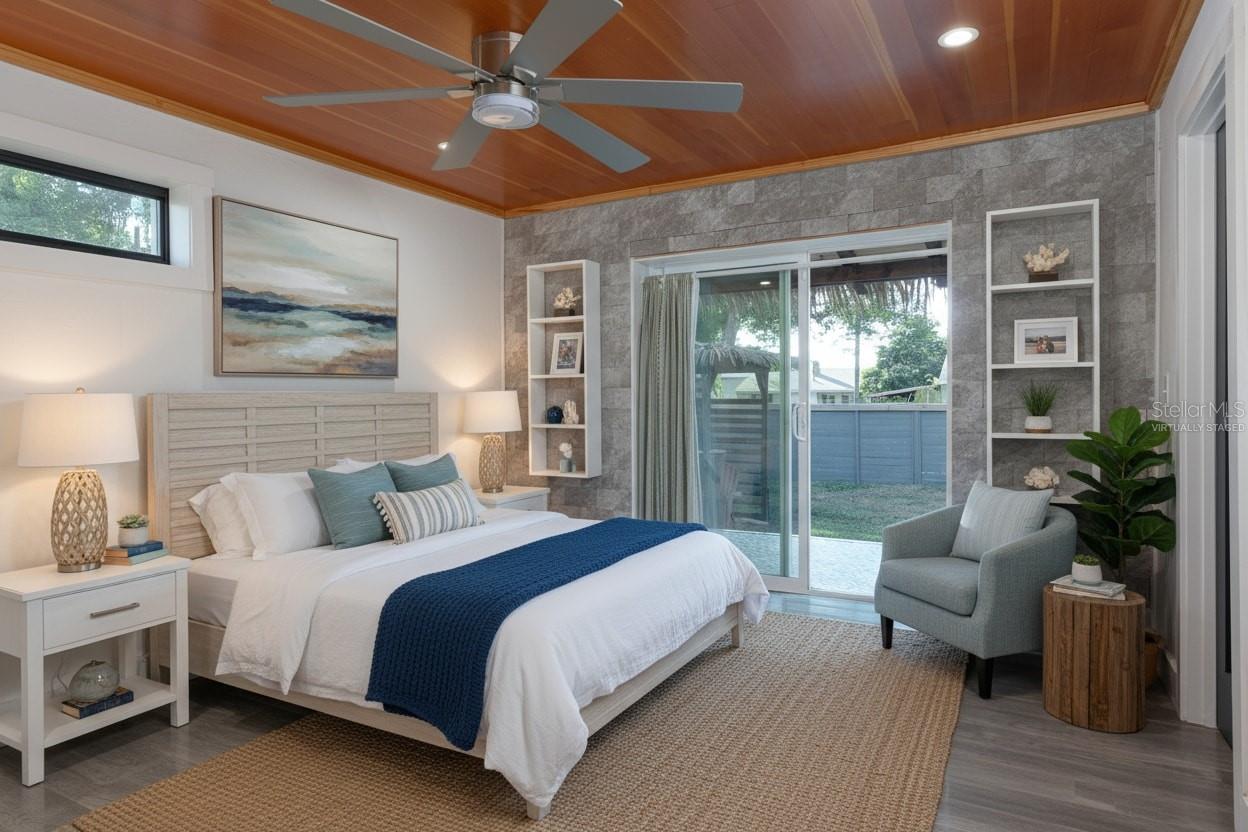 Virtually staged primary bedroom