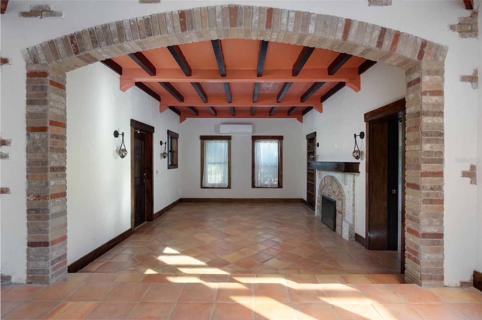 Dining space looking into living room