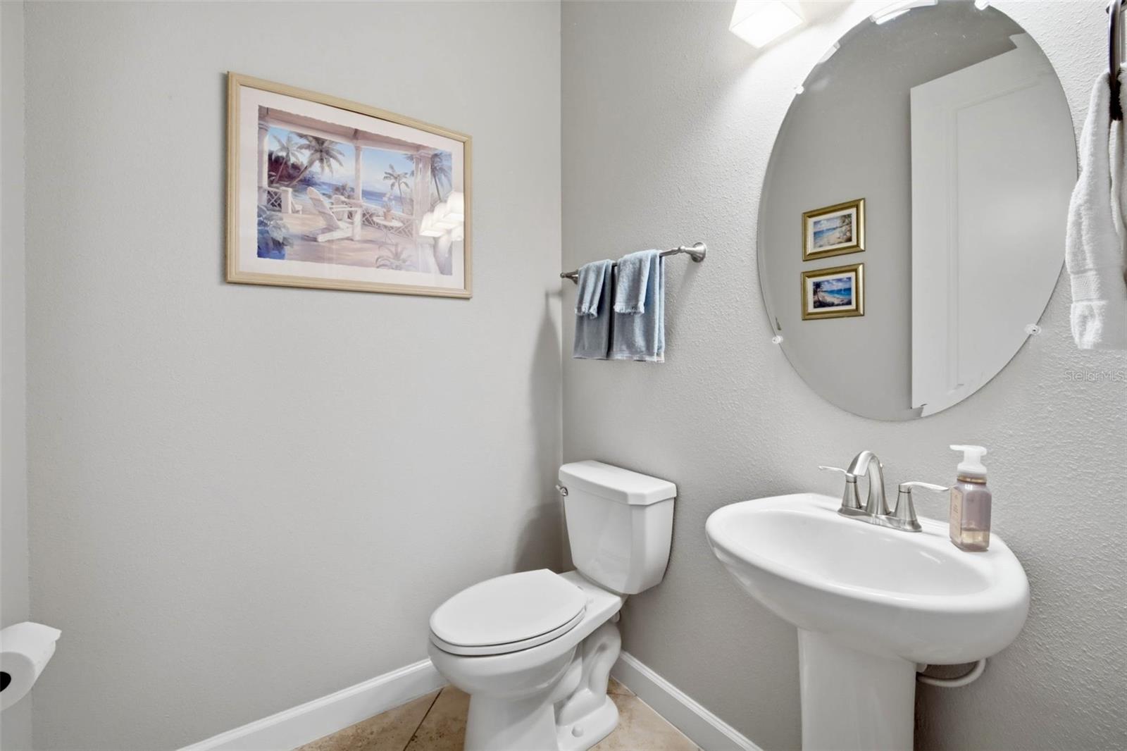 Powder room off flex space for guests