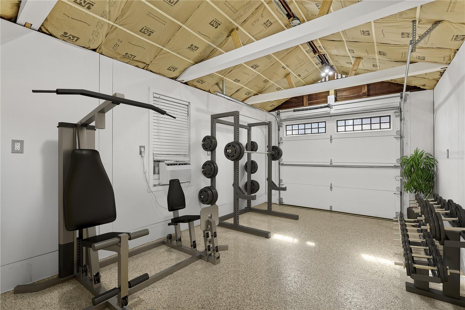 Workshop Virtually Staged as Gym