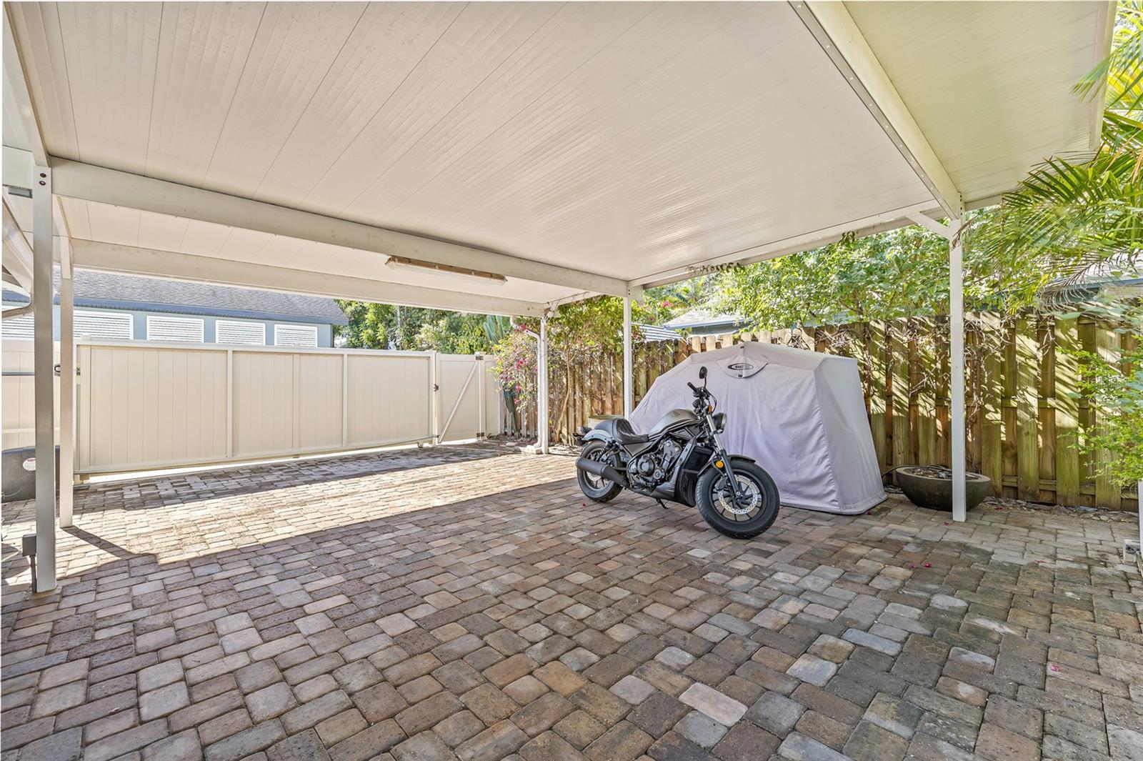 Covered Carport with Pavers