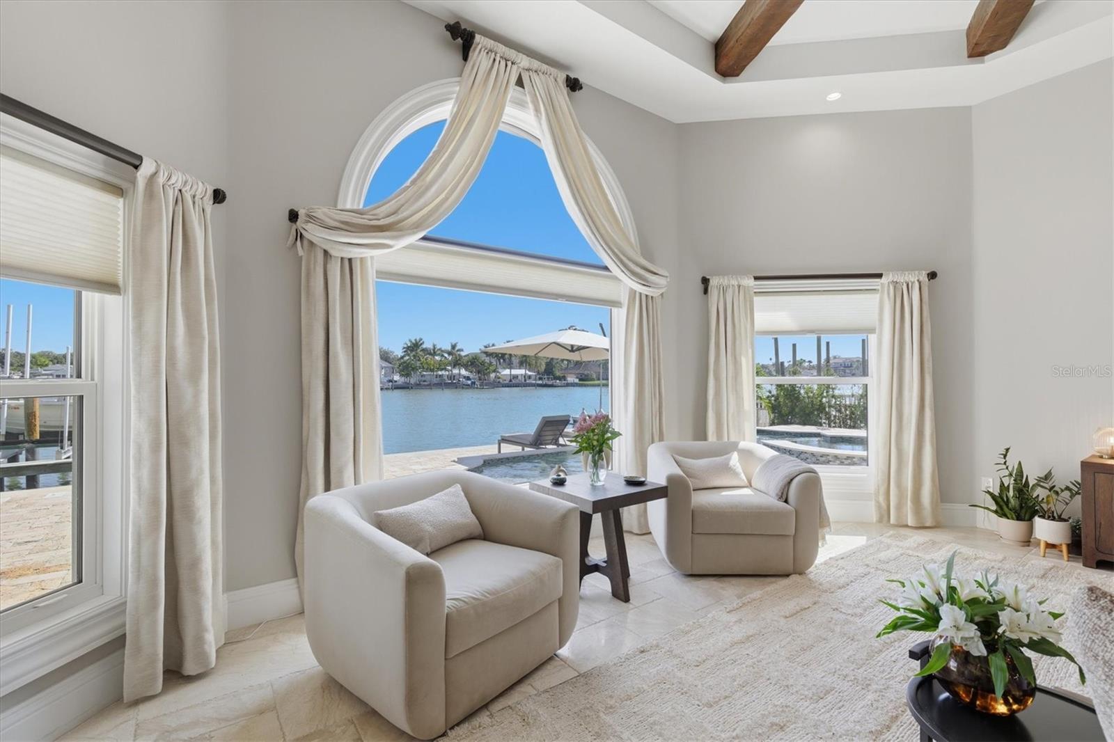 Great room overlooking water