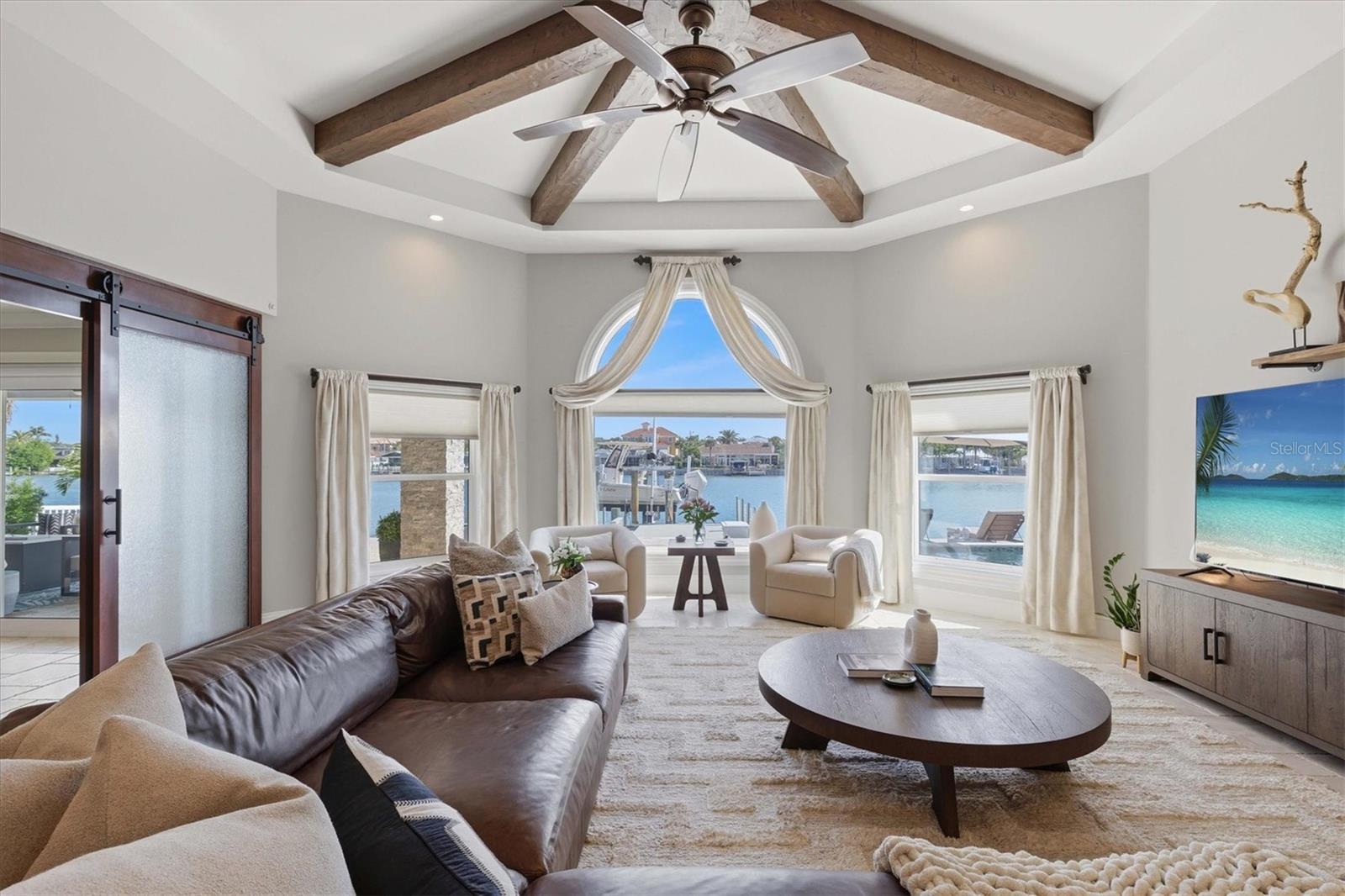 Great room overlooking water