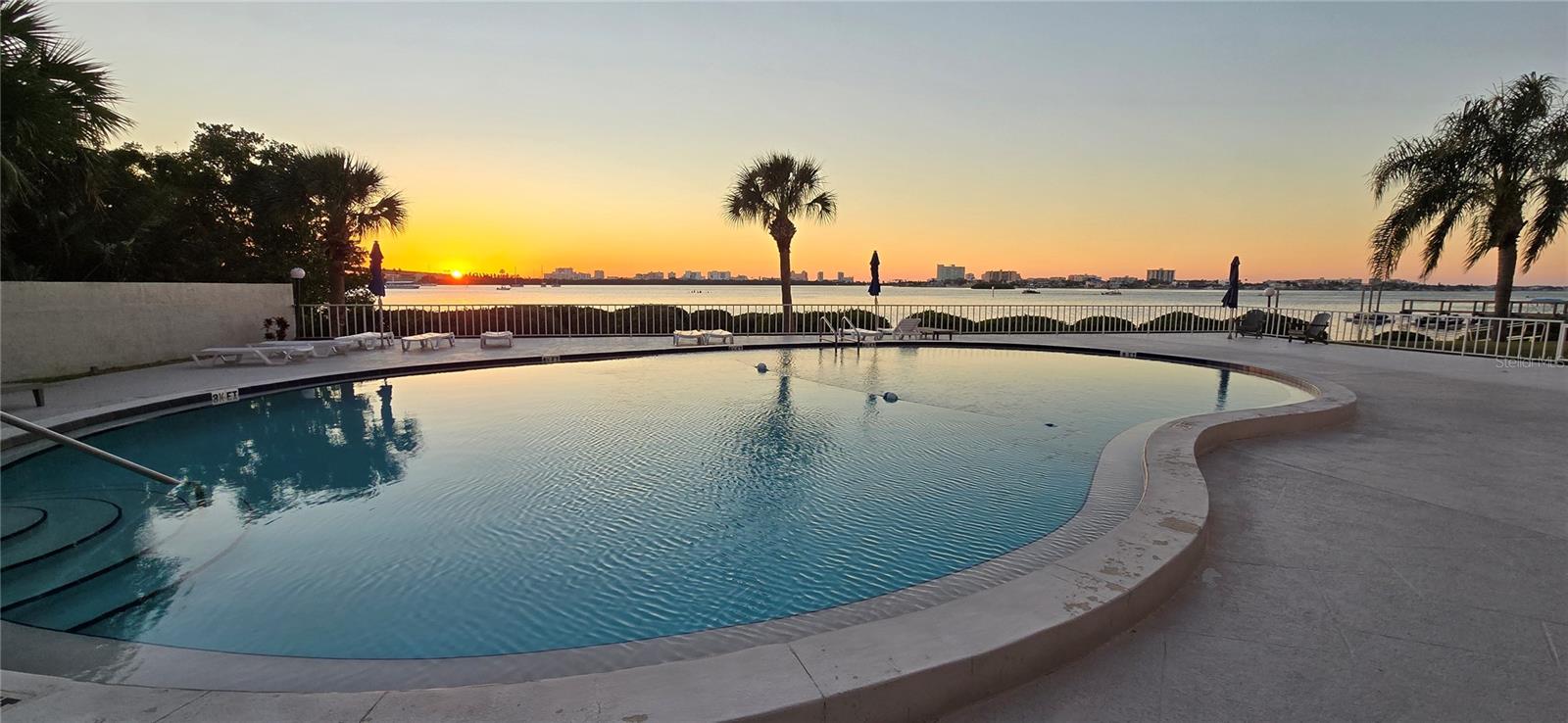 bayfront pool with spectacular sunsets
