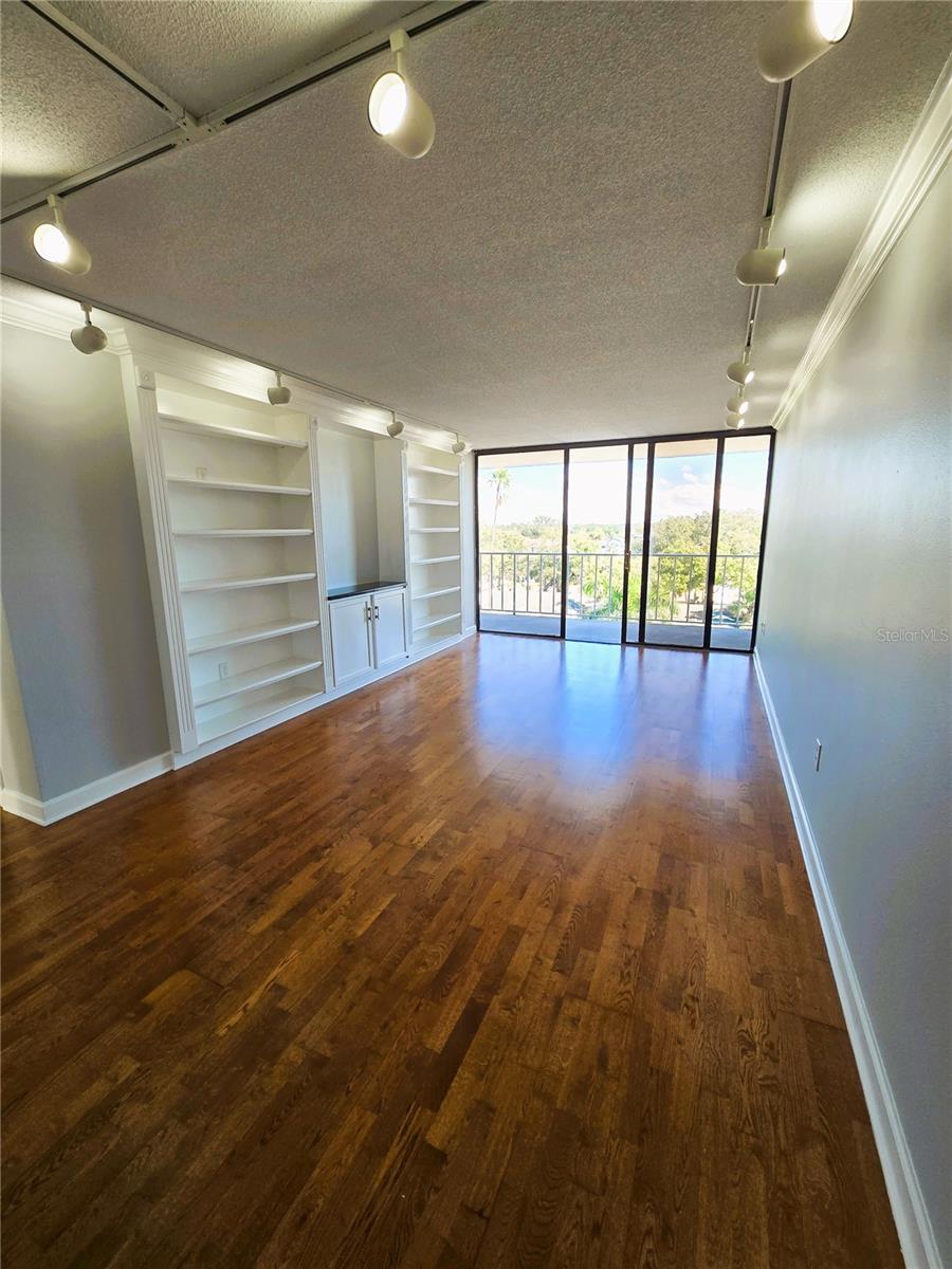 open living area with built ins