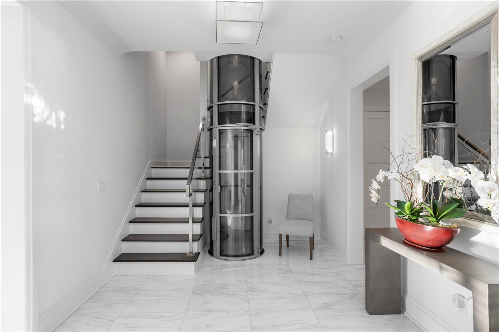 Whether you take the stairs or glide up in the glass elevator, the second and third floors continue to impress.