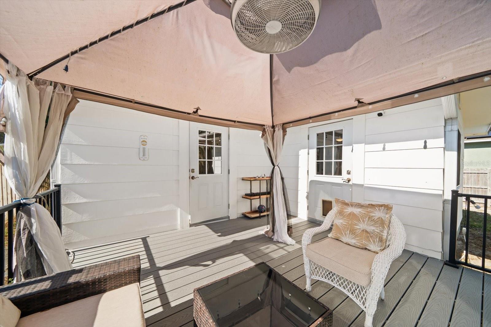 Backyard deck with pergola