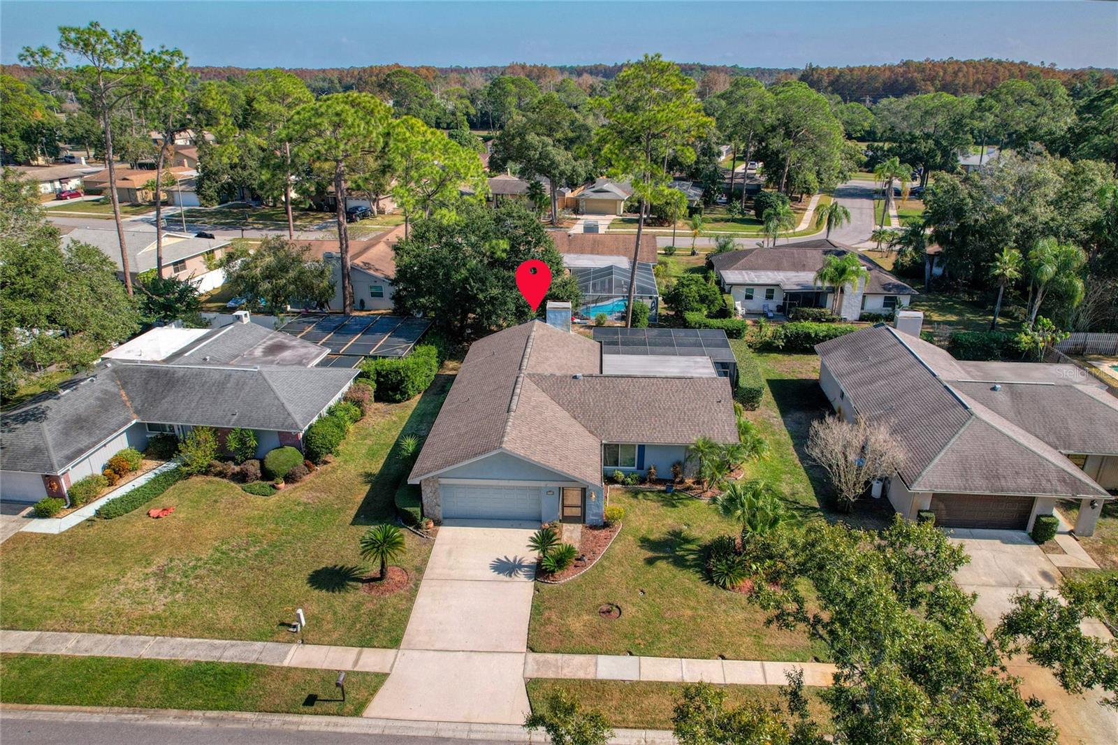 Aerial view of the home